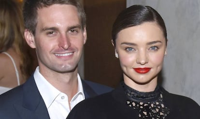 Evan Spiegel y Miranda Kerr.