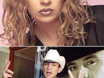 La cantante Zayda Peña (arriba) y Valentín Elizalde, <i>El Gallo de Oro.</i>