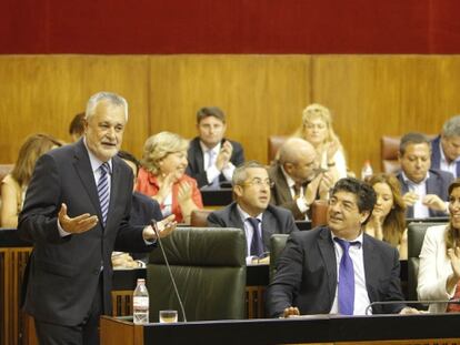 Griñán, Valderas y Díaz, el pasado jueves en el Parlamento.