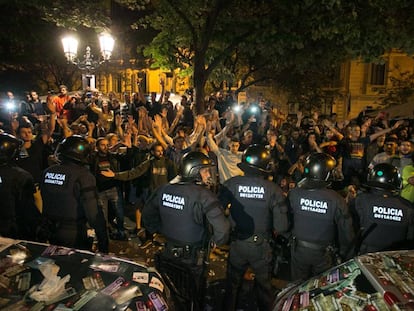 Manifestación en la conselleria de Economía en Barcelona en 2017.