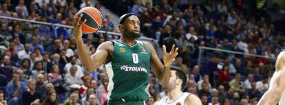 Chris Singleton, nuevo fichaje del Barça, en un partido con el Panathinaikos. 