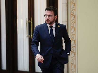 El presidente de la Generalitat, Pere Aragonès, el pasado jueves, en el Parlament.