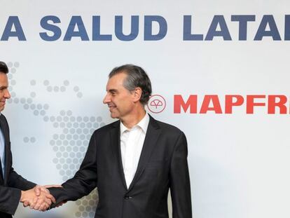 Firma del acuerdo para ofrecer seguros médicos entre Bupa (Sanitas) y Mapfre.