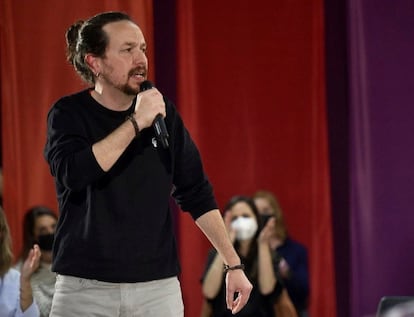 Pablo Iglesias, durante la presentación de la candidatura de Unidas Podemos Comunidad de Madrid. 