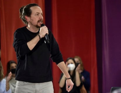 Pablo Iglesias, durante la presentación de la candidatura de Unidas Podemos Comunidad de Madrid.