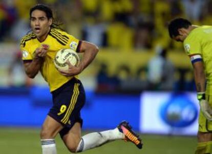 Falcao celebra un gol contra Chile.