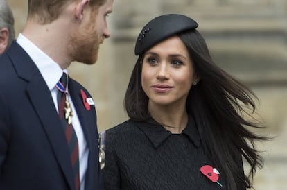 Príncipe Harry e Meghan Markle, no dia de Ação de Graças, em Londres.