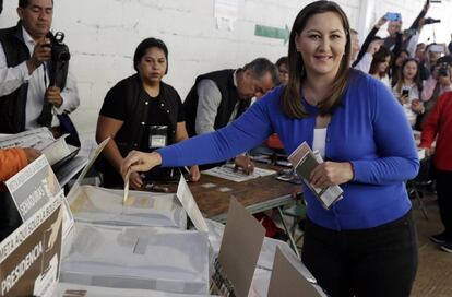 La candidata de Por Puebla al Frente el pasado domingo.