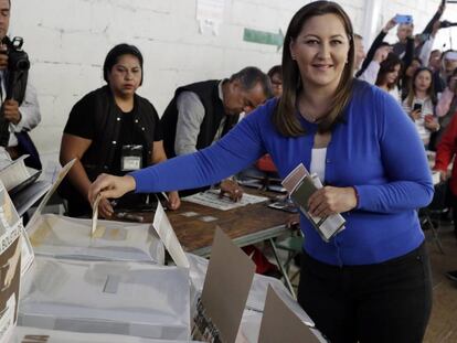 La candidata de Por Puebla al Frente el pasado domingo.