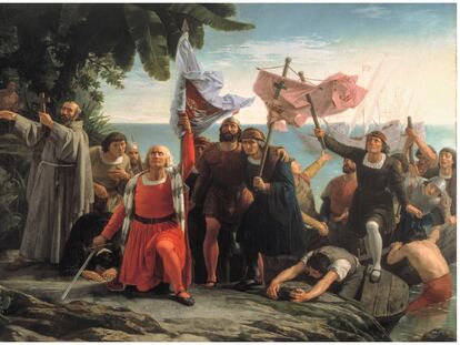 'Primer desembarco de Cristóbal Colón en América' (1862), de Dióscoro Teófilo Puebla y Tolín, de la colección del Museo del Prado.