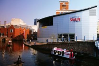 Vista del Sealife Centre, diseñado por Norman Foster, en el barrio de los canales de Birmingham (Reino Unido).