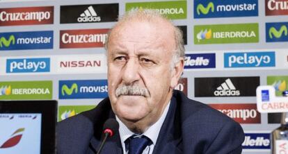 Del Bosque durante el anuncio de los convocados.