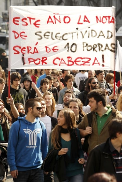 Pancarta en la manifestación de Madrid.