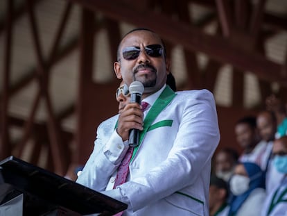 Abiy Ahmed, el 16 de junio de 2021, en un mitin en Jimma, en la región etíope de Oromia, en el suroeste del país.