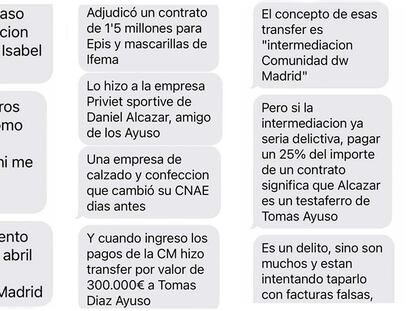 Los SMS anónimos que llegaron al teléfono de Mónica García, según ella misma ha relatado.