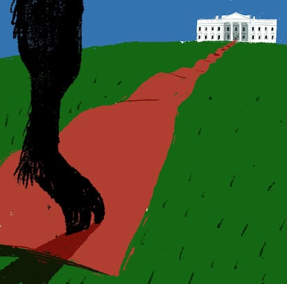 Ilustración de Enrique Flores para la tribuna 'El partido demócrata debe aprender de los errores de 2024', de Timothy Garton Ash, 6 de agosto de 2025.