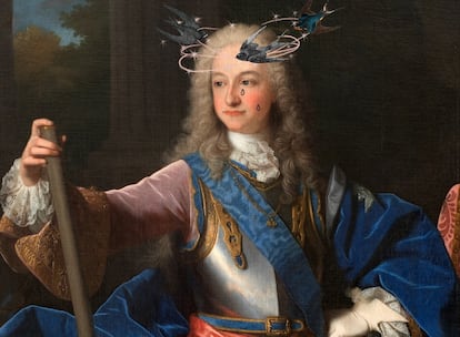 Montaje sobre el retrato de Luis I que Jean Ranc realizó en 1724. La obra puede verse en el madrileño Museo del Prado.