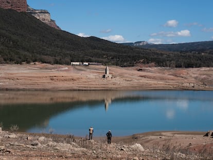 Aspecto del pantano de Sau el pasado mes de marzo.