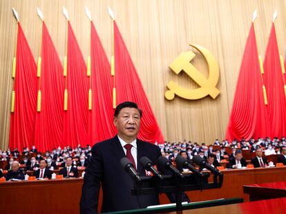 Discurso de Xi Jinping durante el Congreso del Partido Comunista de China, este domingo.