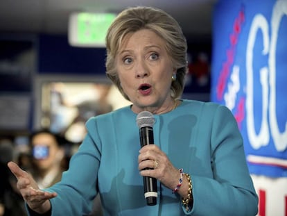 La candidata dem&oacute;crata, Hillary Clinton, en un acto de campa&ntilde;a