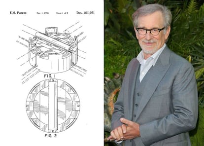 O diretor e produtor norte-americano a href="https://patents.google.com/patent/USD401951" rel="nofollow" target="_blank">patenteou em 1997</a> este pequeno objeto que, instalado sobre o trilho onde a câmera desliza durante uma cena, permite mudar de direção e orientação de forma suave e sem precisar parar de gravar.