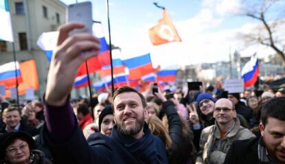 El líder opositor ruso Alexei Navalny durante una manifestación en 2017.