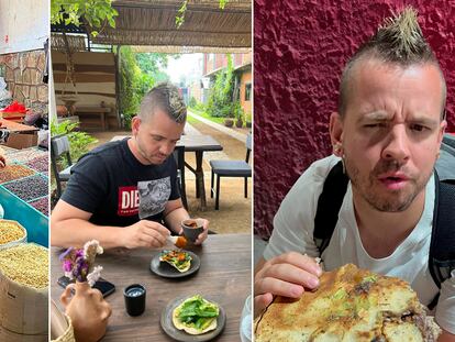 Dabiz Muñoz, en un mercado, un restaurante y disfrutando de comida callejera en Ciudad de México y Oaxaca, a principios de agosto.