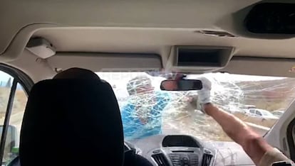 Captura del vídeo grabado por los ocupantes del vehículo agredido.