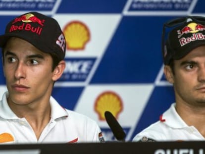 Márquez y Dani Pedrosa, juntos en rueda de prensa.
