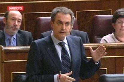 Zapatero, durante su intervención de hoy en el Congreso.