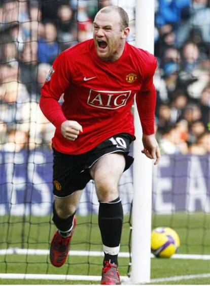 Rooney celebra un gol con el Manchester esta temporada.