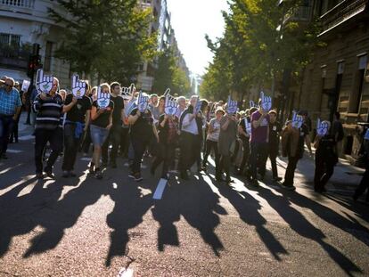 Manifestaci&oacute;n favor de los presos de ETA en San Sebastian el pasado s&aacute;bado.