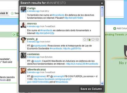 Ejemplo de la repercusión y promoción del manifiesto en Twitter.