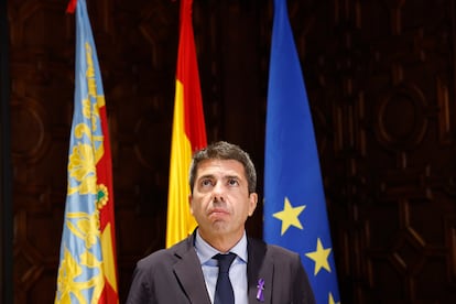 El president de la Generalitat, Carlos Mazón, en el Palau de la Generalitat, esrte lunes.