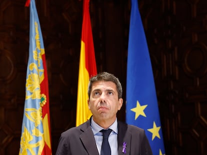 El president de la Generalitat, Carlos Mazón, en el Palau de la Generalitat, esrte lunes.