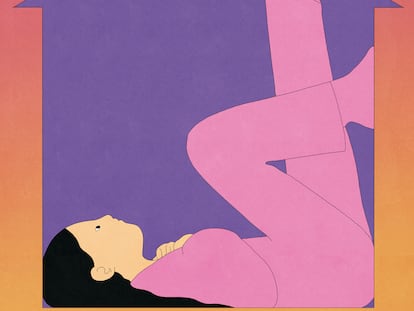 Ilustración de María Medem donde se muestra a una mujer atrapada en una casa minúscula.