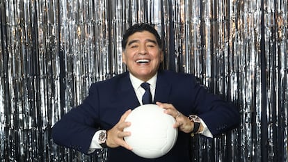 Diego Maradona durante evento da FIFA em Londres, em 23 de outubro de 2017.