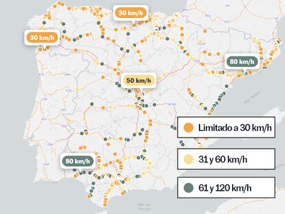¿En qué vías de tren hay limitaciones de velocidad? El mapa que Adif no quiere publicar