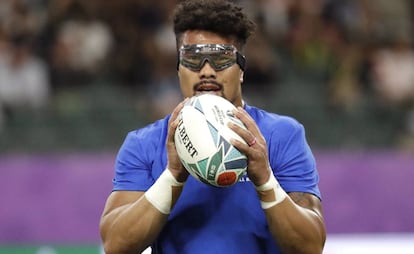 Ardie Savea antes del partido contra Canadá.