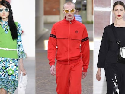 De izquierda a derecha: dise&ntilde;os de Michael Kors, Gosha Rubchinskiy y de Creatures of Comfort.