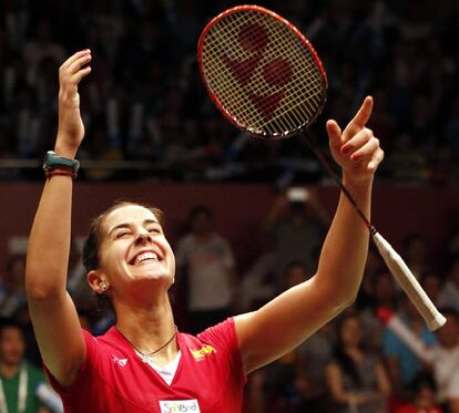 Marín arrancó el partido de la final como siempre. De menos a más. Intentado llevar la iniciativa. Y como ya ocurriera en encuentros anteriores, la española forjó el oro en la red.