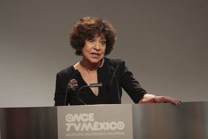 La periodista, durante un homenaje por el canal Once TV México, por 35 años que cumplió el programa 'Aquí nos tocó vivir', en 2013.