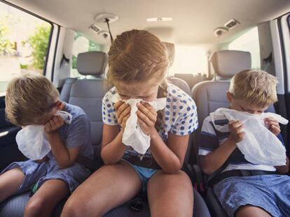Niños que se marean en el coche y vomitan. Un clásico de los viajes.