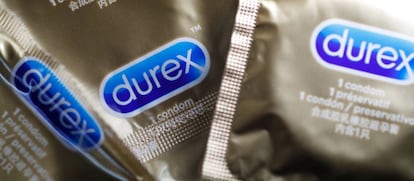 A Durex condom is seen in a photo illustration in Manchester