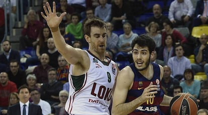Víctor Claver y Álex Abrines, en un partido de la pasada Euroliga.