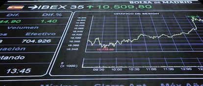 Un monitor en la Bolsa de Madrid.