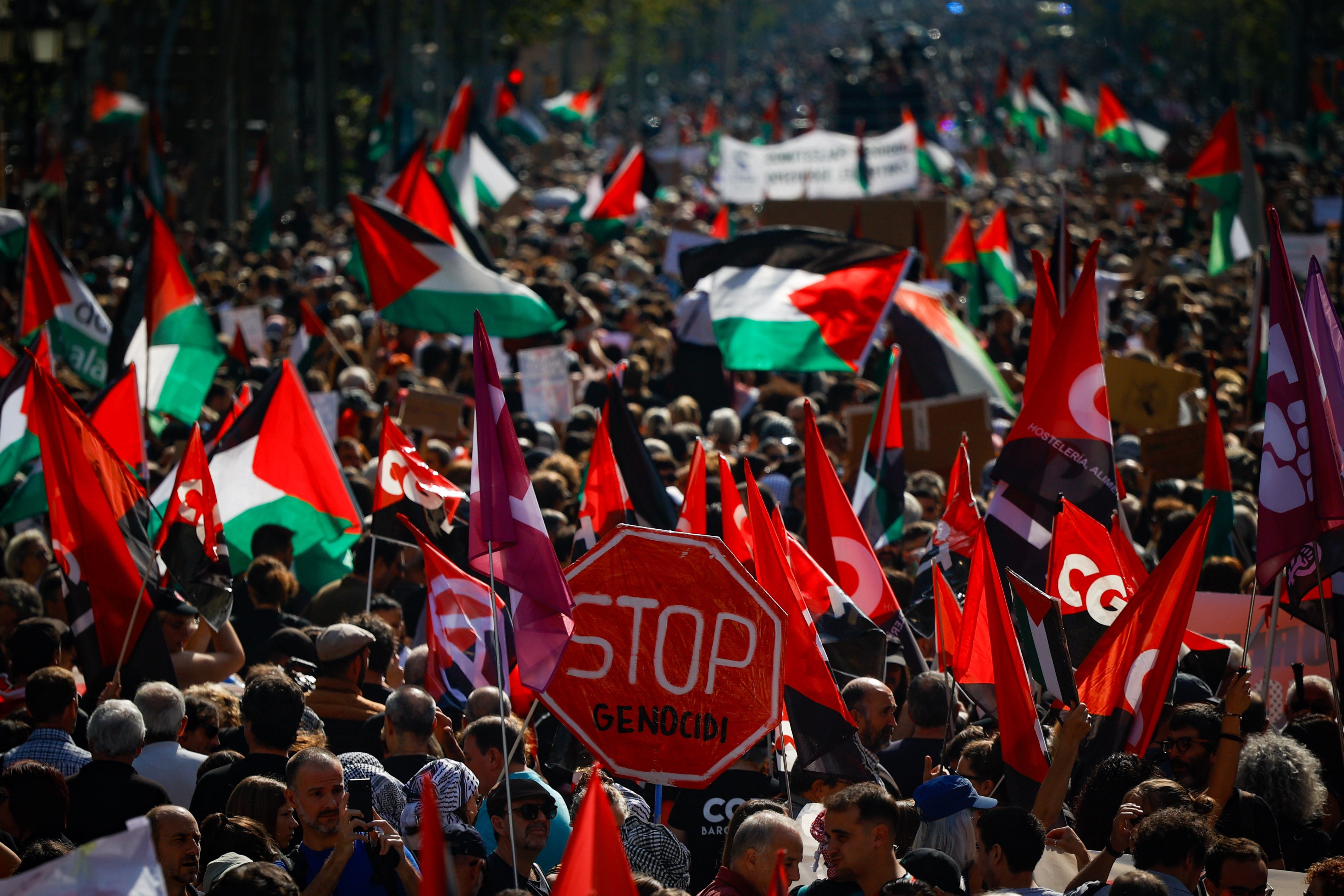 Las manifestaciones en apoyo a Palestina y la flotilla de Gaza, en imágenes 