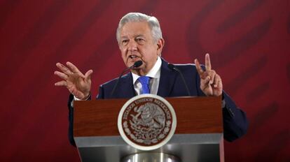El presidente de México, Andres Manuel López Obrador, durante una rueda de prensa.