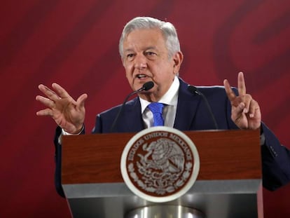 El presidente de México, Andres Manuel López Obrador, durante una rueda de prensa.