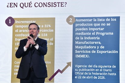 Marcelo Ebrard durante la conferencia matutina en Palacio Nacional, El 19 de diciembre 2024.